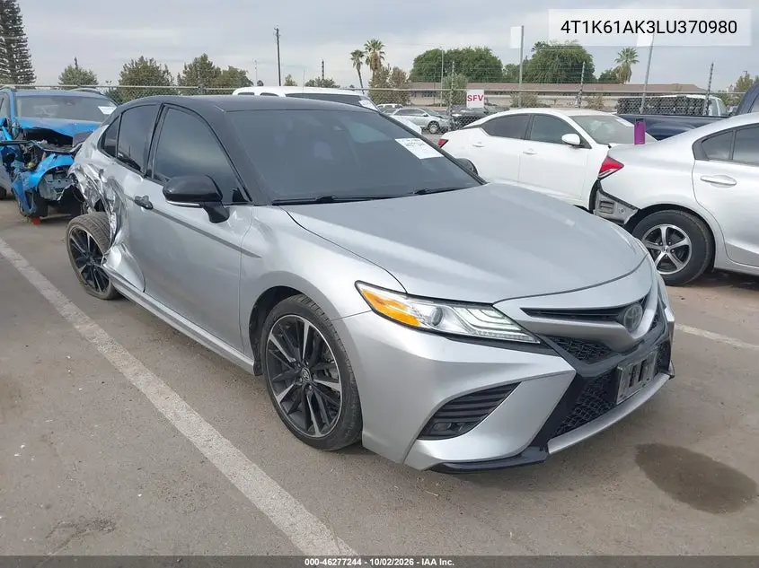 TOYOTA CAMRY 2020, VIN 4T1K61AK3LU370980