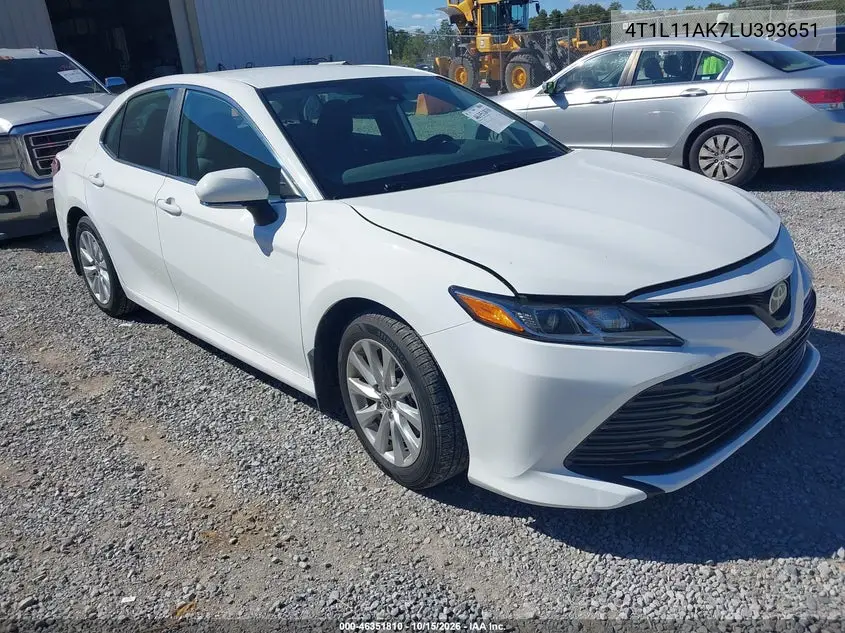 TOYOTA CAMRY 2020, VIN 4T1L11AK7LU393651
