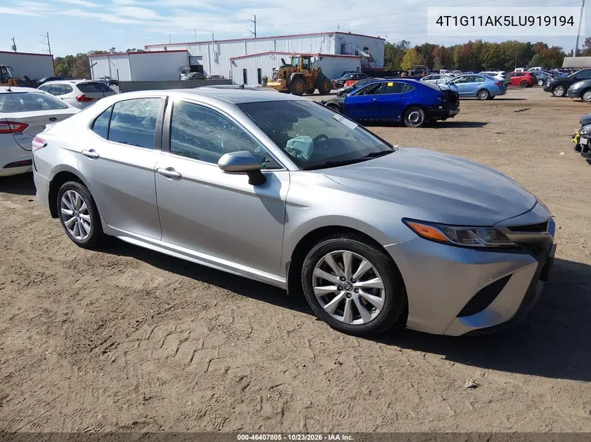 TOYOTA CAMRY 2020, VIN 4T1G11AK5LU919194