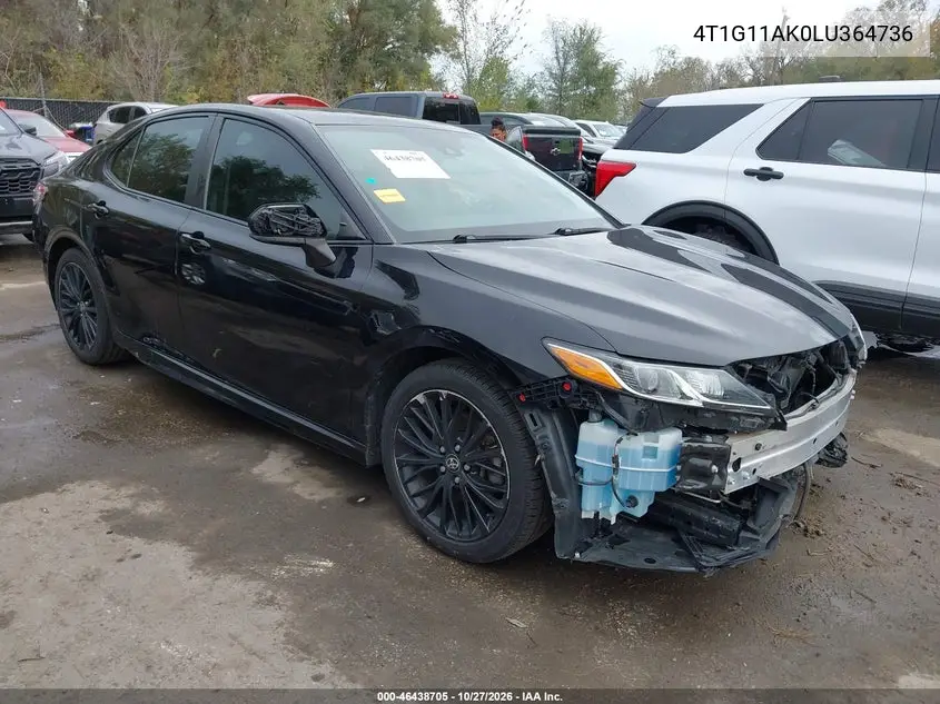 TOYOTA CAMRY 2020, VIN 4T1G11AK0LU364736