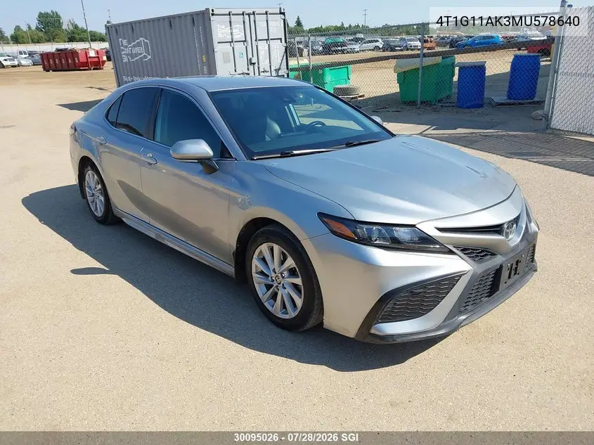 TOYOTA CAMRY 2021, VIN 4T1G11AK3MU578640