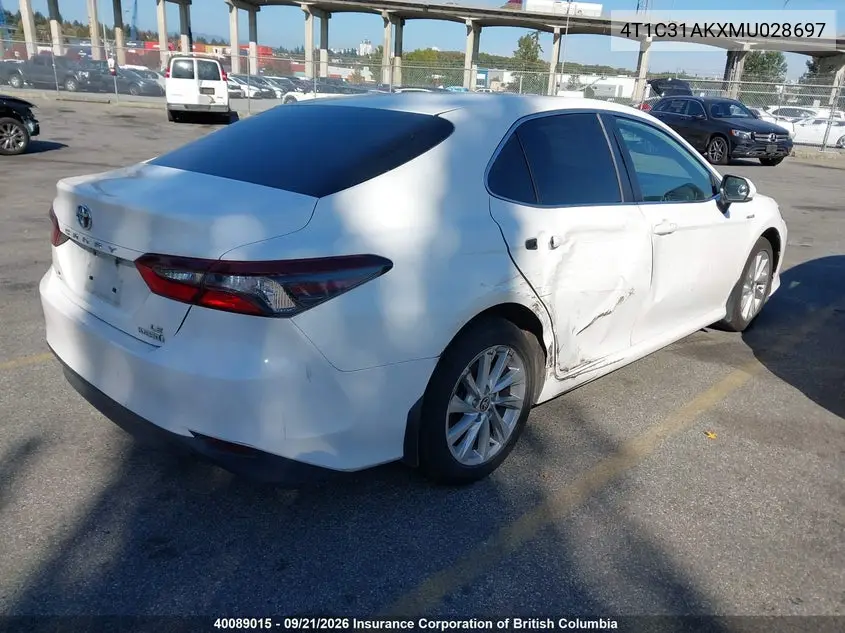 2021 TOYOTA CAMRY VIN 4T1C31AKXMU028697 — фото 4