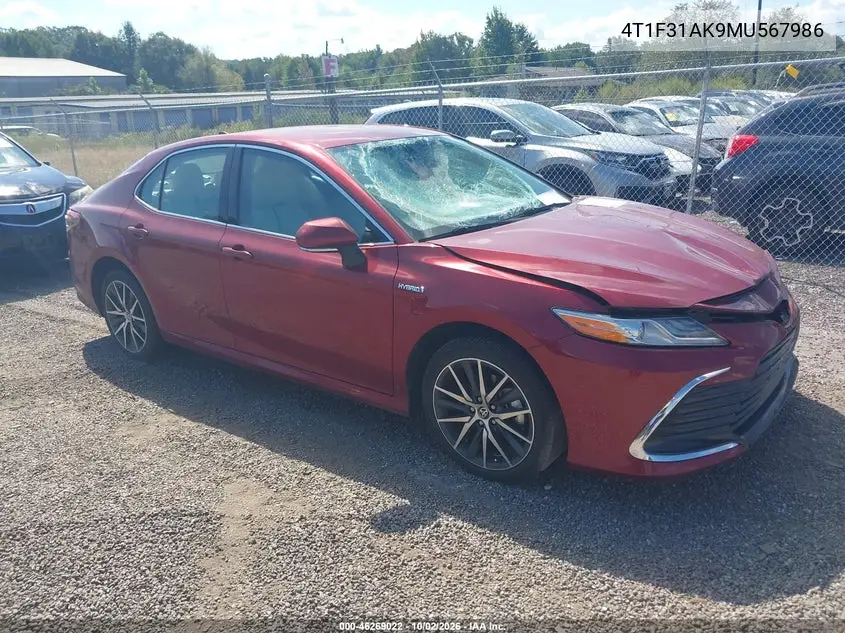 TOYOTA CAMRY 2021, VIN 4T1F31AK9MU567986