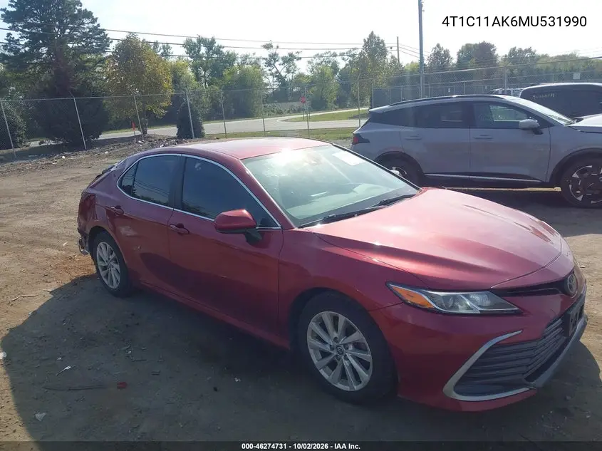 TOYOTA CAMRY 2021, VIN 4T1C11AK6MU531990