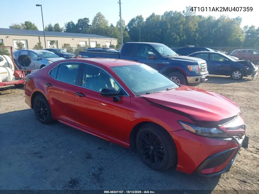 TOYOTA CAMRY 2021, VIN 4T1G11AK2MU407359