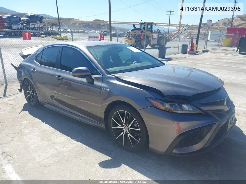 TOYOTA CAMRY 2021, VIN 4T1G31AKXMU029396