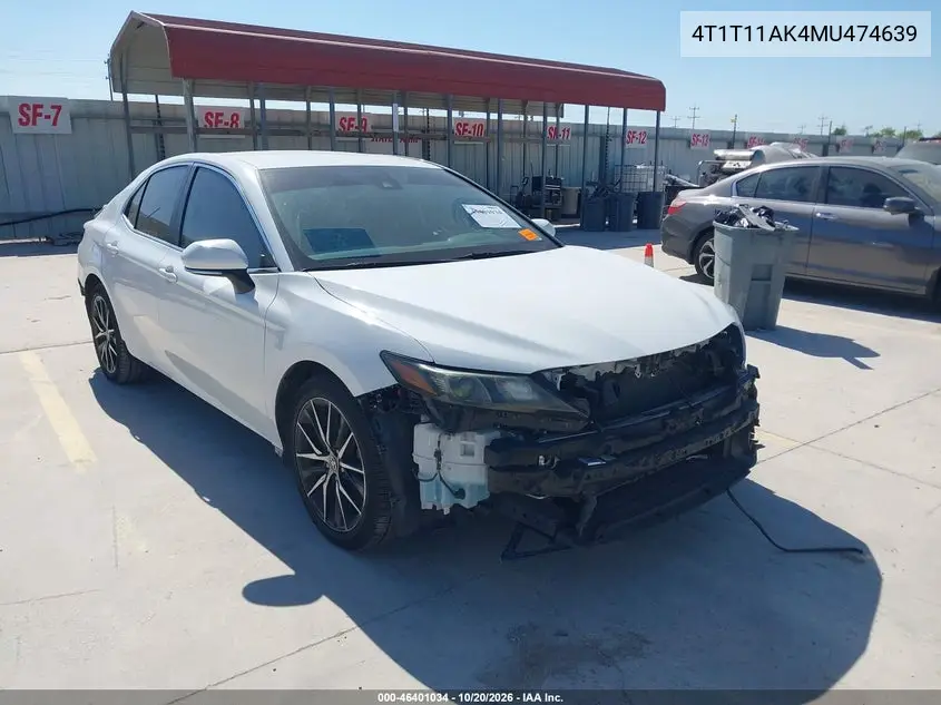 TOYOTA CAMRY 2021, VIN 4T1T11AK4MU474639