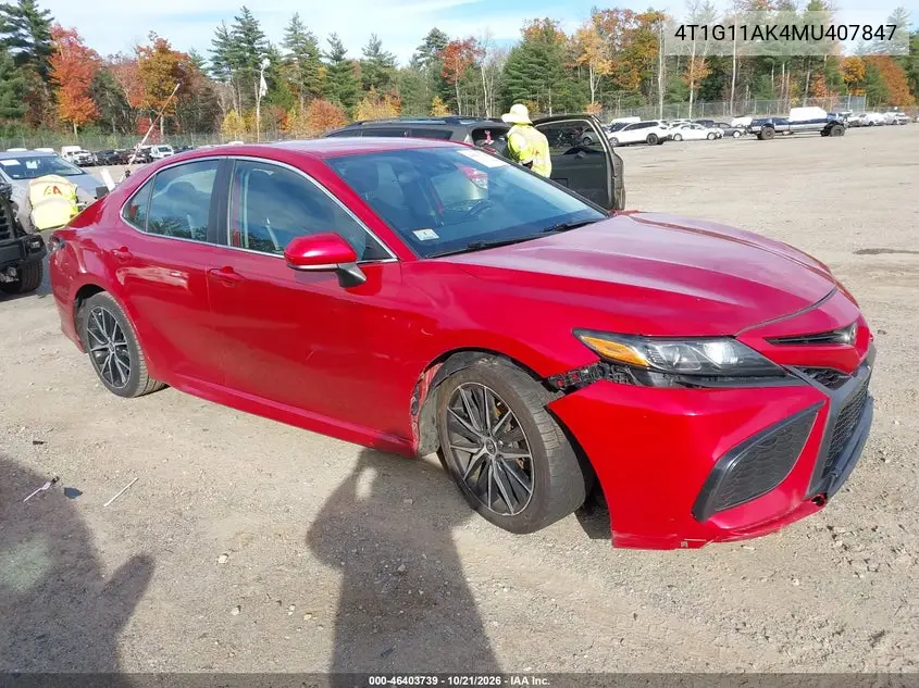 TOYOTA CAMRY 2021, VIN 4T1G11AK4MU407847