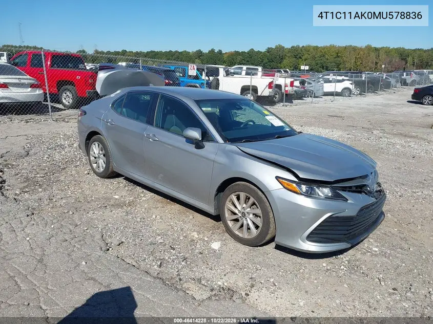 TOYOTA CAMRY 2021, VIN 4T1C11AK0MU578836
