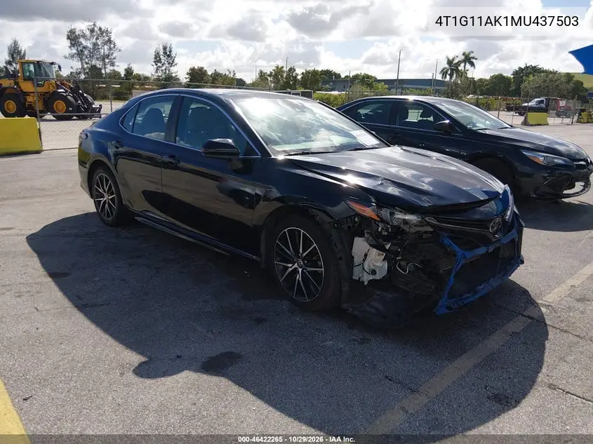 TOYOTA CAMRY 2021, VIN 4T1G11AK1MU437503