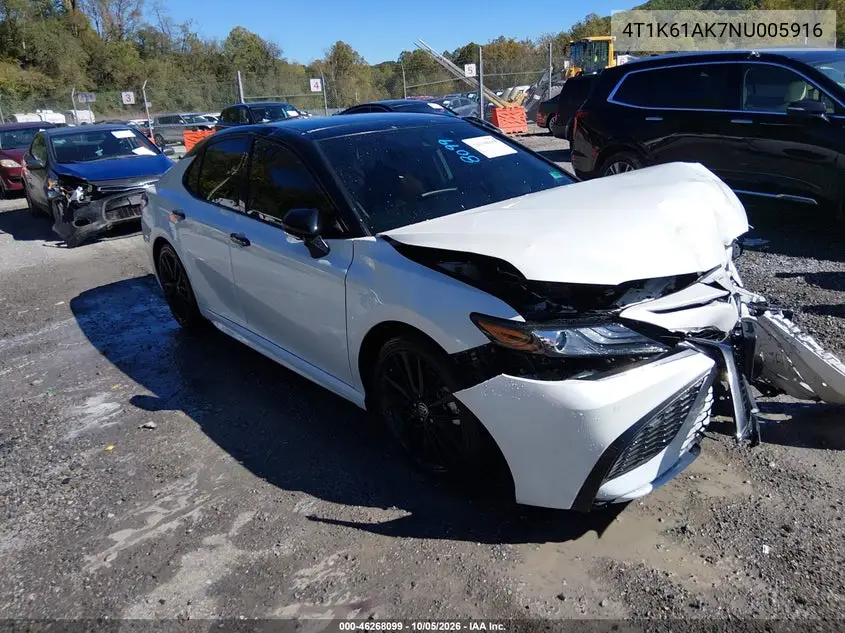 TOYOTA CAMRY 2022, VIN 4T1K61AK7NU005916