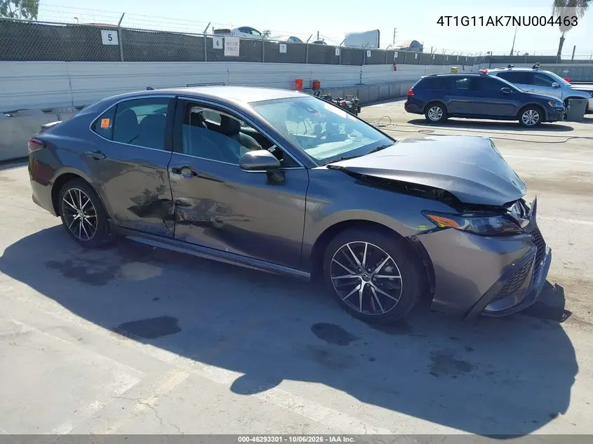 TOYOTA CAMRY 2022, VIN 4T1G11AK7NU004463