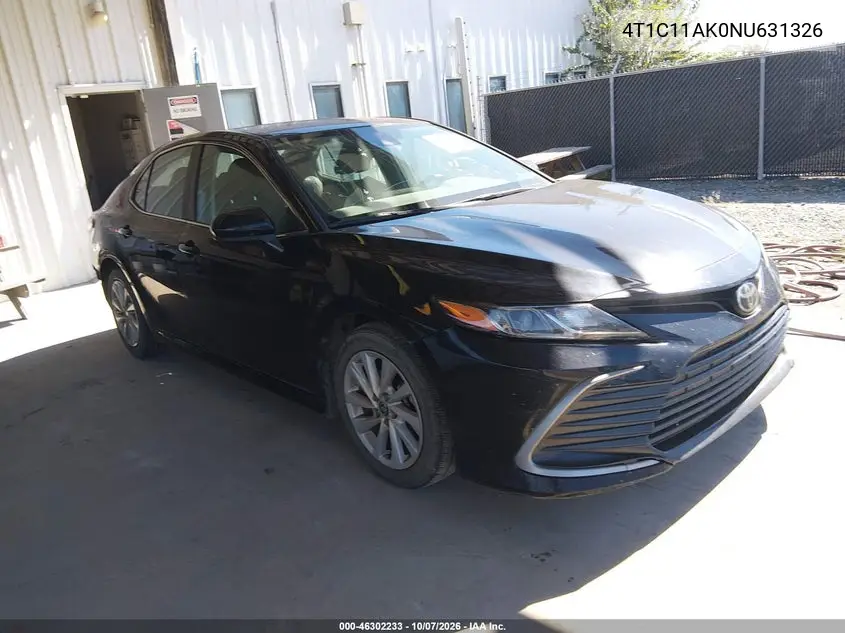 TOYOTA CAMRY 2022, VIN 4T1C11AK0NU631326
