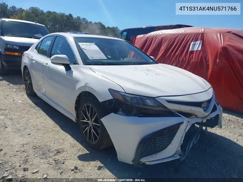 TOYOTA CAMRY 2022, VIN 4T1S31AK4NU571766