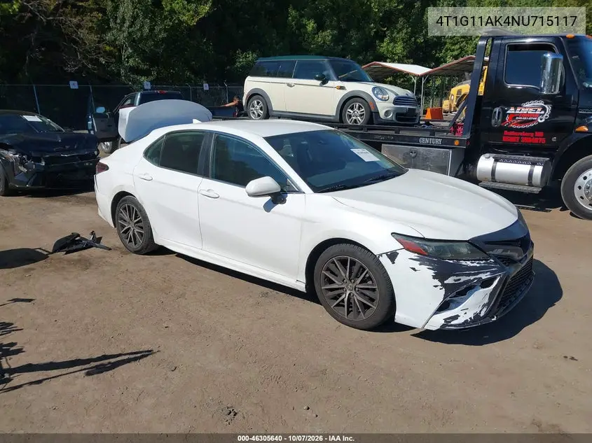 TOYOTA CAMRY 2022, VIN 4T1G11AK4NU715117