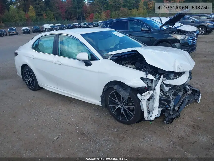 TOYOTA CAMRY 2022, VIN 4T1G31AK6NU598750