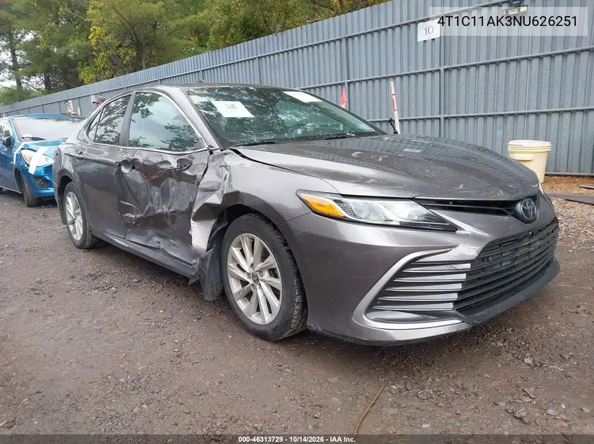TOYOTA CAMRY 2022, VIN 4T1C11AK3NU626251