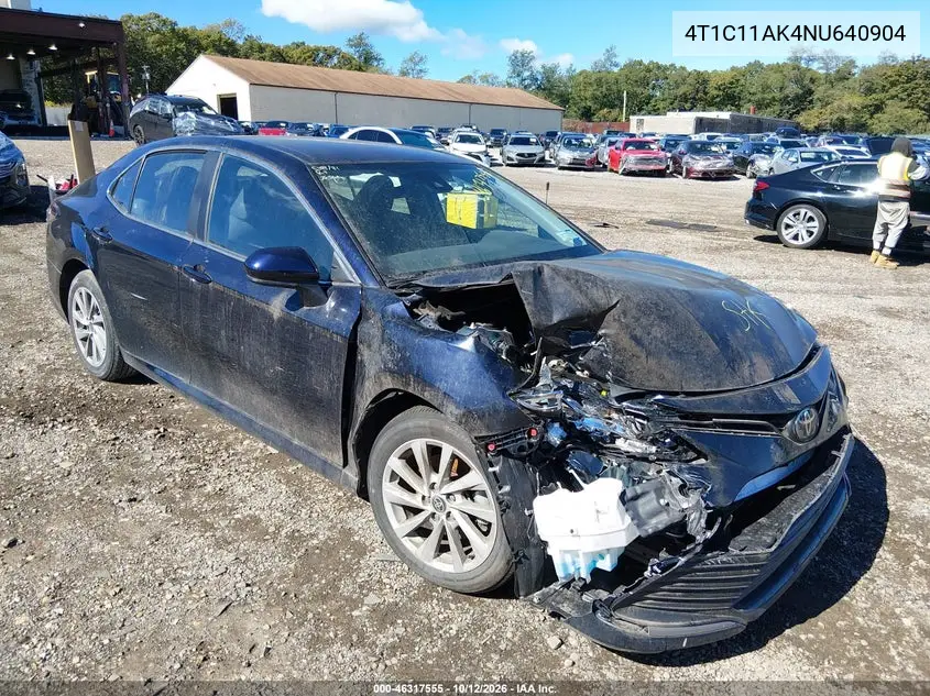 TOYOTA CAMRY 2022, VIN 4T1C11AK4NU640904