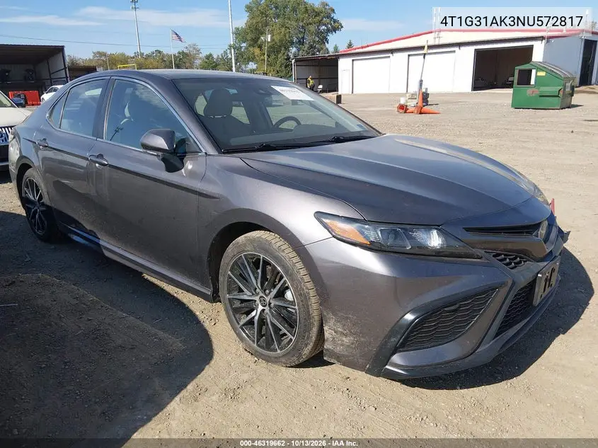 TOYOTA CAMRY 2022, VIN 4T1G31AK3NU572817