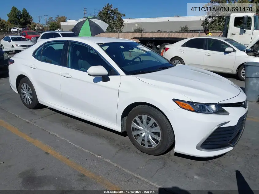TOYOTA CAMRY 2022, VIN 4T1C31AK0NU591470