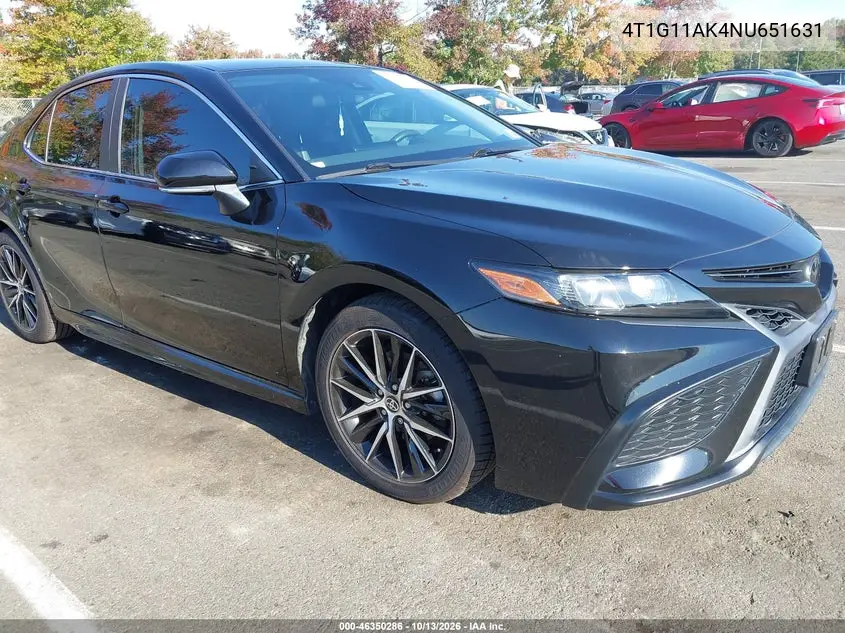TOYOTA CAMRY 2022, VIN 4T1G11AK4NU651631