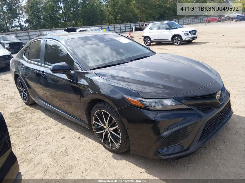 TOYOTA CAMRY 2022, VIN 4T1G11BK3NU049592