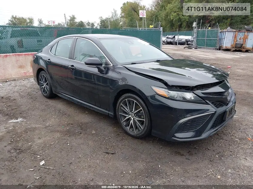 TOYOTA CAMRY 2022, VIN 4T1G11AK8NU074084