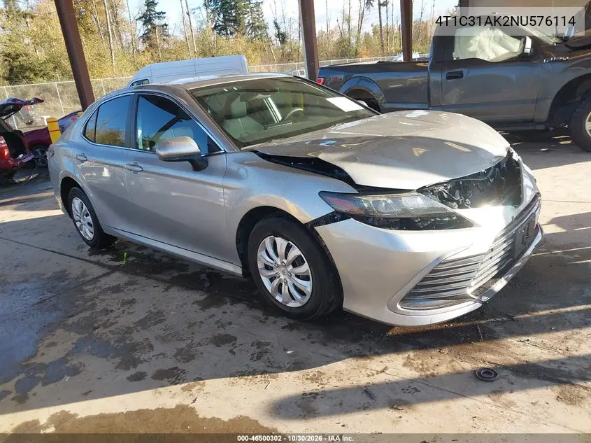 TOYOTA CAMRY 2022, VIN 4T1C31AK2NU576114