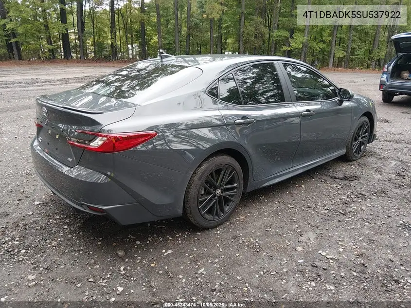 2025 TOYOTA CAMRY VIN 4T1DBADK5SU537922 — фото 4
