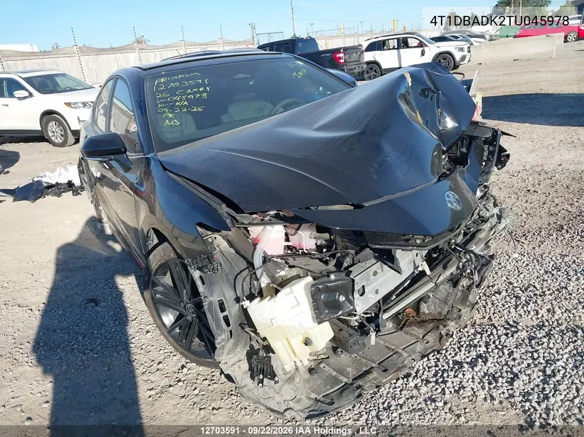 TOYOTA CAMRY 2026, VIN 4T1DBADK2TU045978