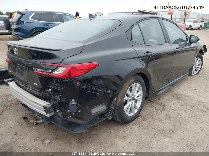 2026 TOYOTA CAMRY VIN 4T1DAACK6TU774649 — фото 4