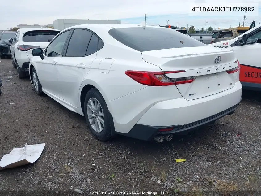 2026 TOYOTA CAMRY VIN 4T1DAACK1TU278982 — фото 3