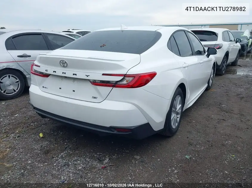 2026 TOYOTA CAMRY VIN 4T1DAACK1TU278982 — фото 4