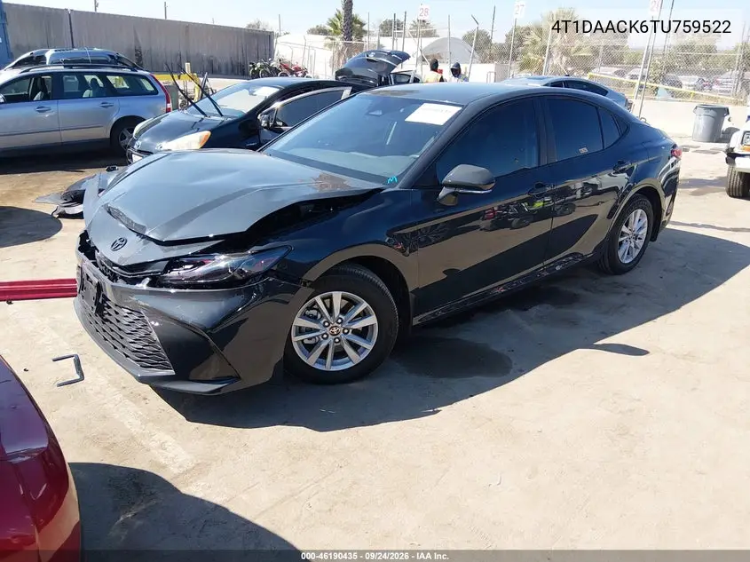 2026 TOYOTA CAMRY VIN 4T1DAACK6TU759522 — фото 2