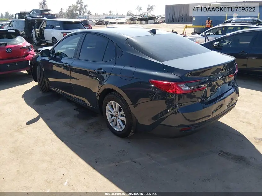 2026 TOYOTA CAMRY VIN 4T1DAACK6TU759522 — фото 3