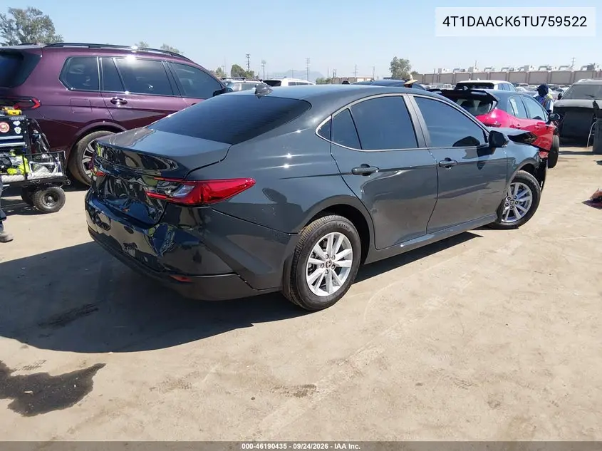 2026 TOYOTA CAMRY VIN 4T1DAACK6TU759522 — фото 4