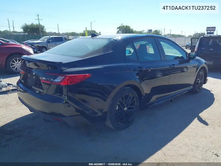 2026 TOYOTA CAMRY VIN 4T1DAACK1TU237252 — фото 4