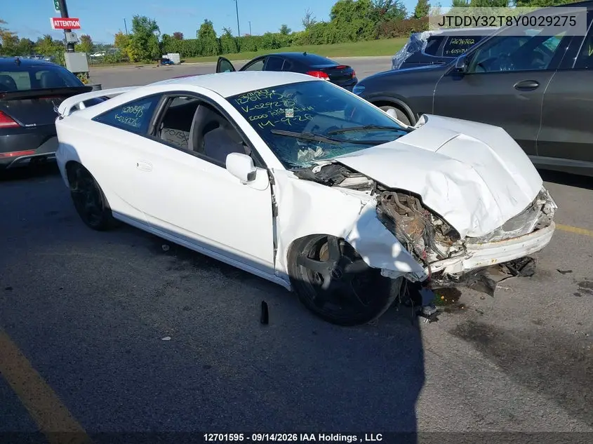 TOYOTA CELICA 2000, VIN JTDDY32T8Y0029275