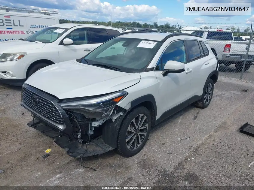 2022 TOYOTA COROLLA CROSS VIN 7MUEAABG2NV034647 — фото 2