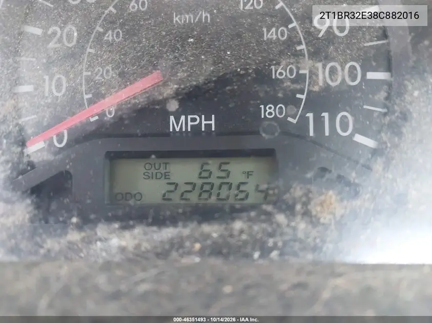 2008 TOYOTA COROLLA II VIN 2T1BR32E38C882016 — фото 15