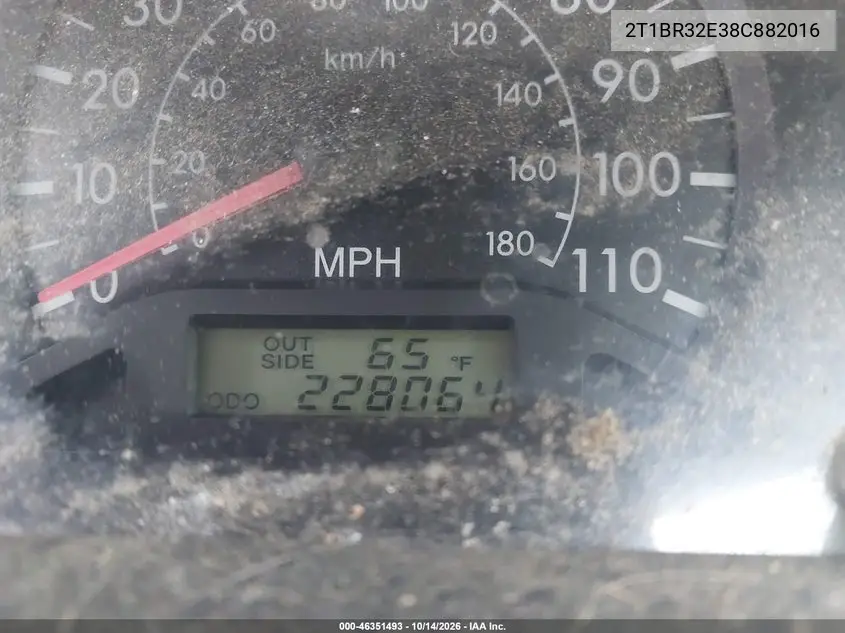 2008 TOYOTA COROLLA II VIN 2T1BR32E38C882016 — фото 7