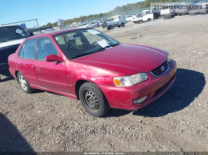 TOYOTA COROLLA 2002, VIN 2T1BR12E92C587773