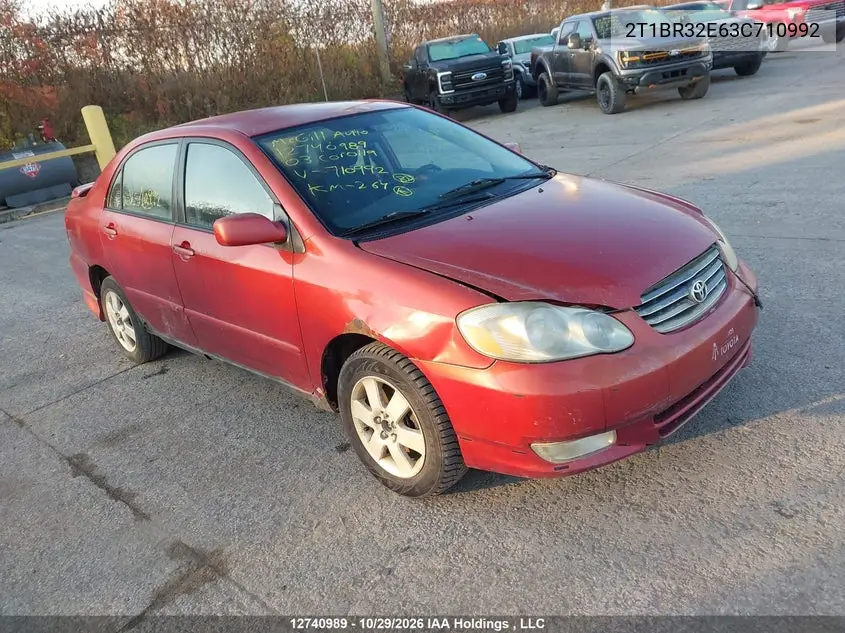 TOYOTA COROLLA 2003, VIN 2T1BR32E63C710992