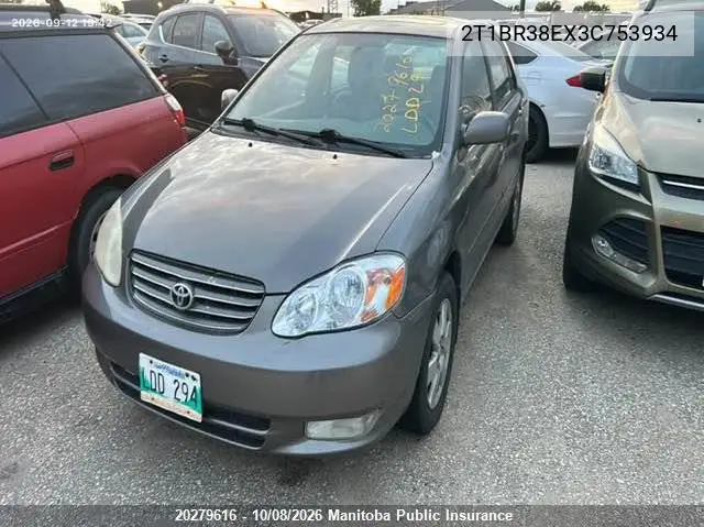 2003 TOYOTA COROLLA VIN 2T1BR38EX3C753934 — фото 2