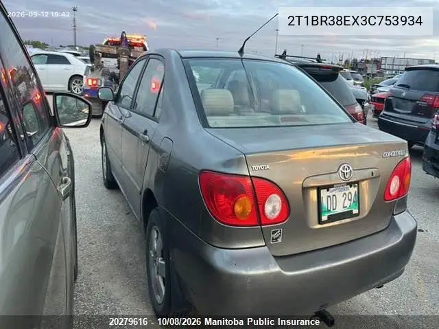 2003 TOYOTA COROLLA VIN 2T1BR38EX3C753934 — фото 3