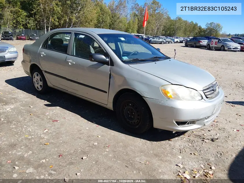 TOYOTA COROLLA 2003, VIN 2T1BR32E83C105243