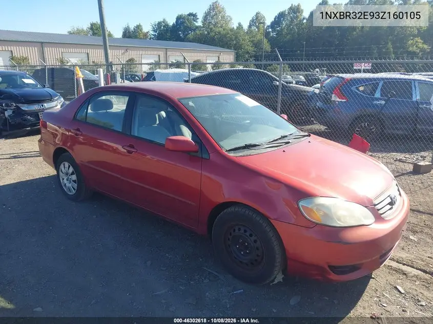 TOYOTA COROLLA 2003, VIN 1NXBR32E93Z160105