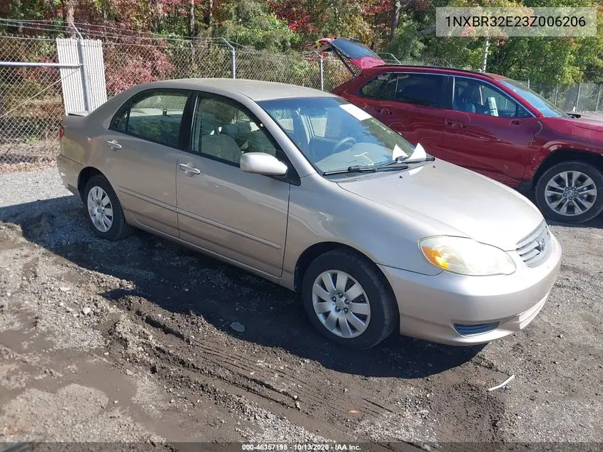 TOYOTA COROLLA 2003, VIN 1NXBR32E23Z006206