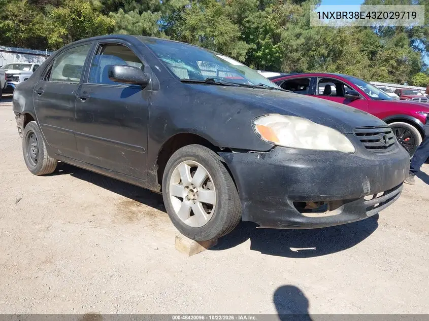 TOYOTA COROLLA 2003, VIN 1NXBR38E43Z029719