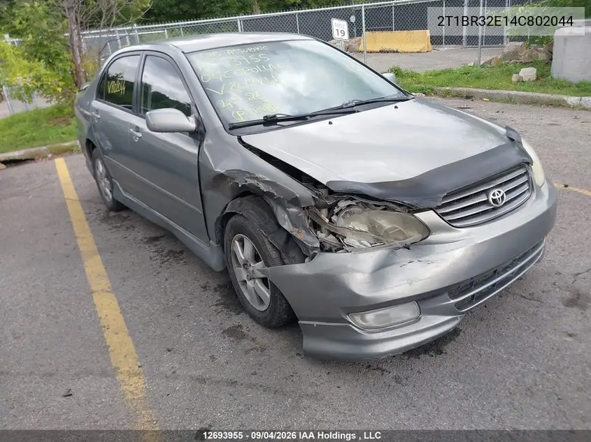 TOYOTA COROLLA 2004, VIN 2T1BR32E14C802044